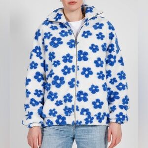 All Over Daisy Sherpa Full Zip Jacket - S/M